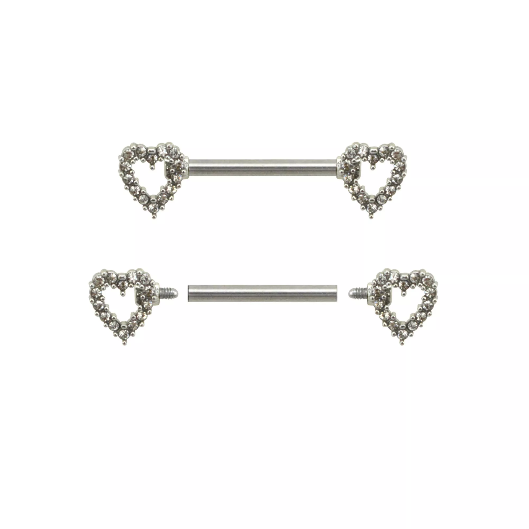Clear CZ Heart Nipple Barbells at Spencer's