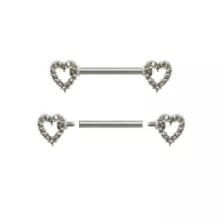 Clear CZ Heart Nipple Barbells at Spencer's