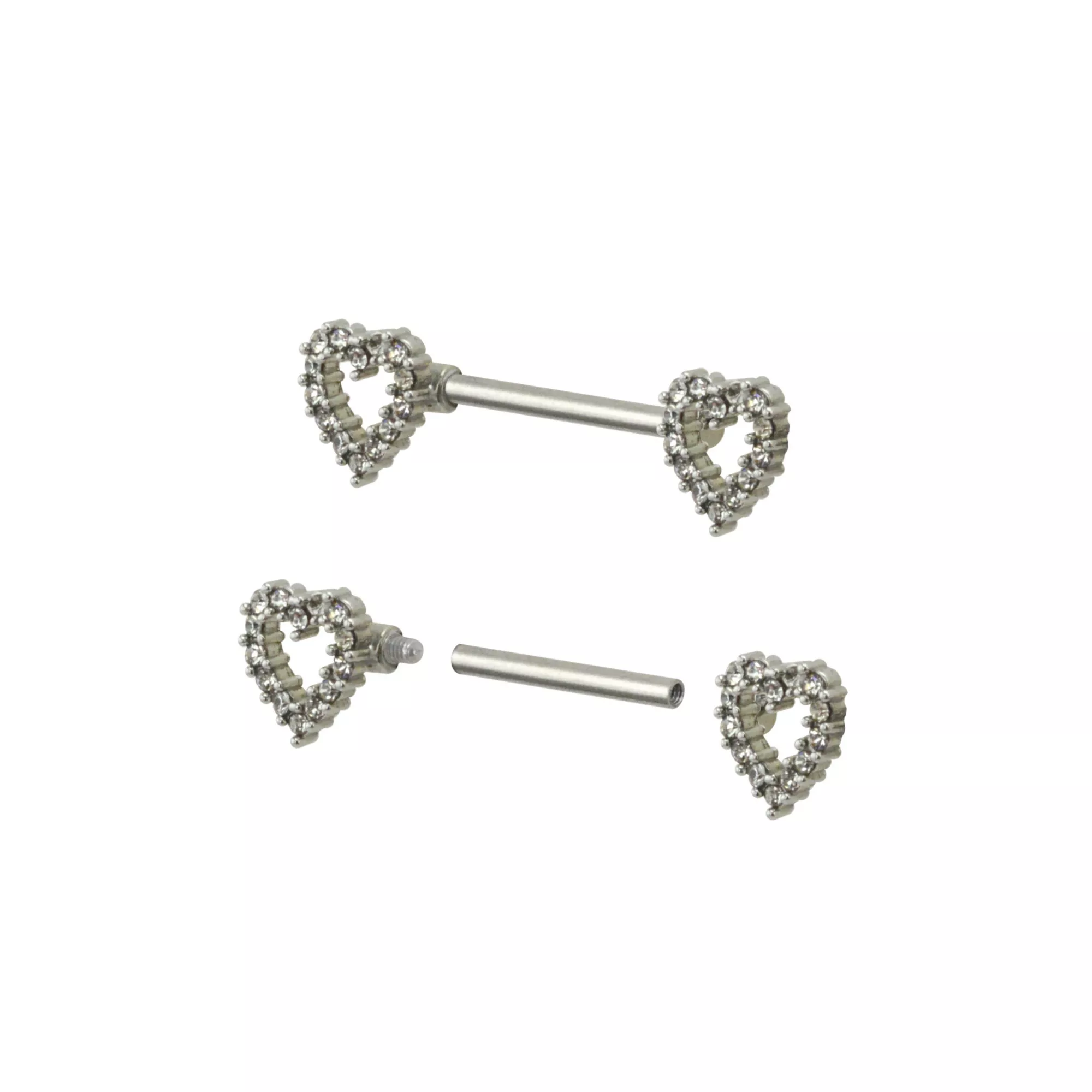 Clear CZ Heart Nipple Barbells at Spencer's