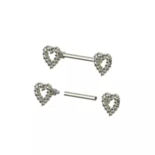 Clear CZ Heart Nipple Barbells at Spencer's