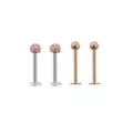 Multi-Pack Rosegold Plated CZ Dimple Labret Lip Rings 4 Pack - 16 Gauge at Spencer's