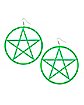 Green Pentagram Dangle Earrings