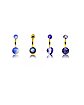 Multi-Pack Glitter Blue and Purple Belly Rings 4 Pack – 14 Gauge