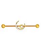 Goldplated CZ Sun and Moon Industrial Barbell - 14 Gauge