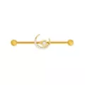 Goldplated CZ Sun and Moon Industrial Barbell - 14 Gauge at Spencer's