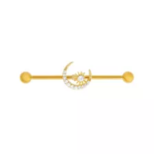 Goldplated CZ Sun and Moon Industrial Barbell - 14 Gauge at Spencer's