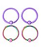 Multi-Pack Purple and Rainbow Captive Rings 2 Pair – 16 Gauge