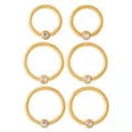 Multi-Pack CZ Goldplated Captive Rings 6 Pack – 16 Gauge at Spencer's