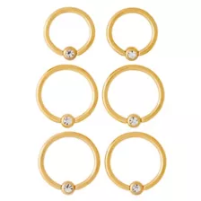 Multi-Pack CZ Goldplated Captive Rings 6 Pack – 16 Gauge at Spencer's