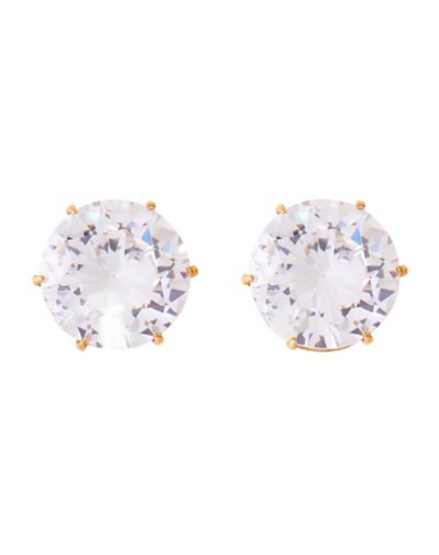Round CZ Goldplated Stud Earrings  Gauge