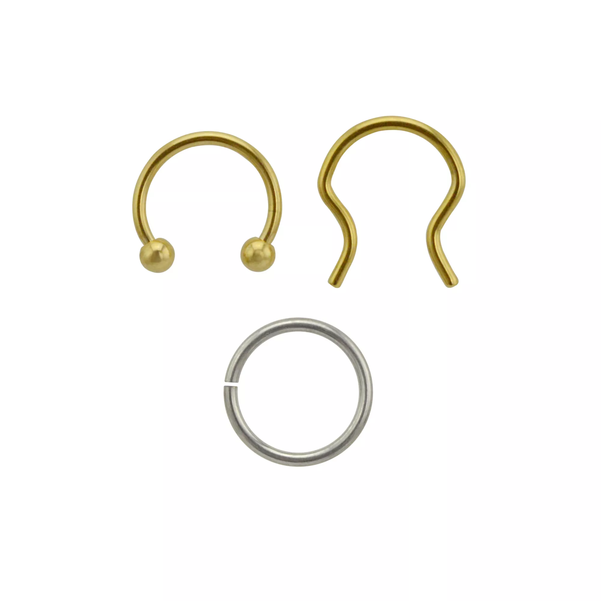 Multi-Pack Hoop and Horseshoe Nose Rings 3 Pack - 16 Gauge at Spencer's