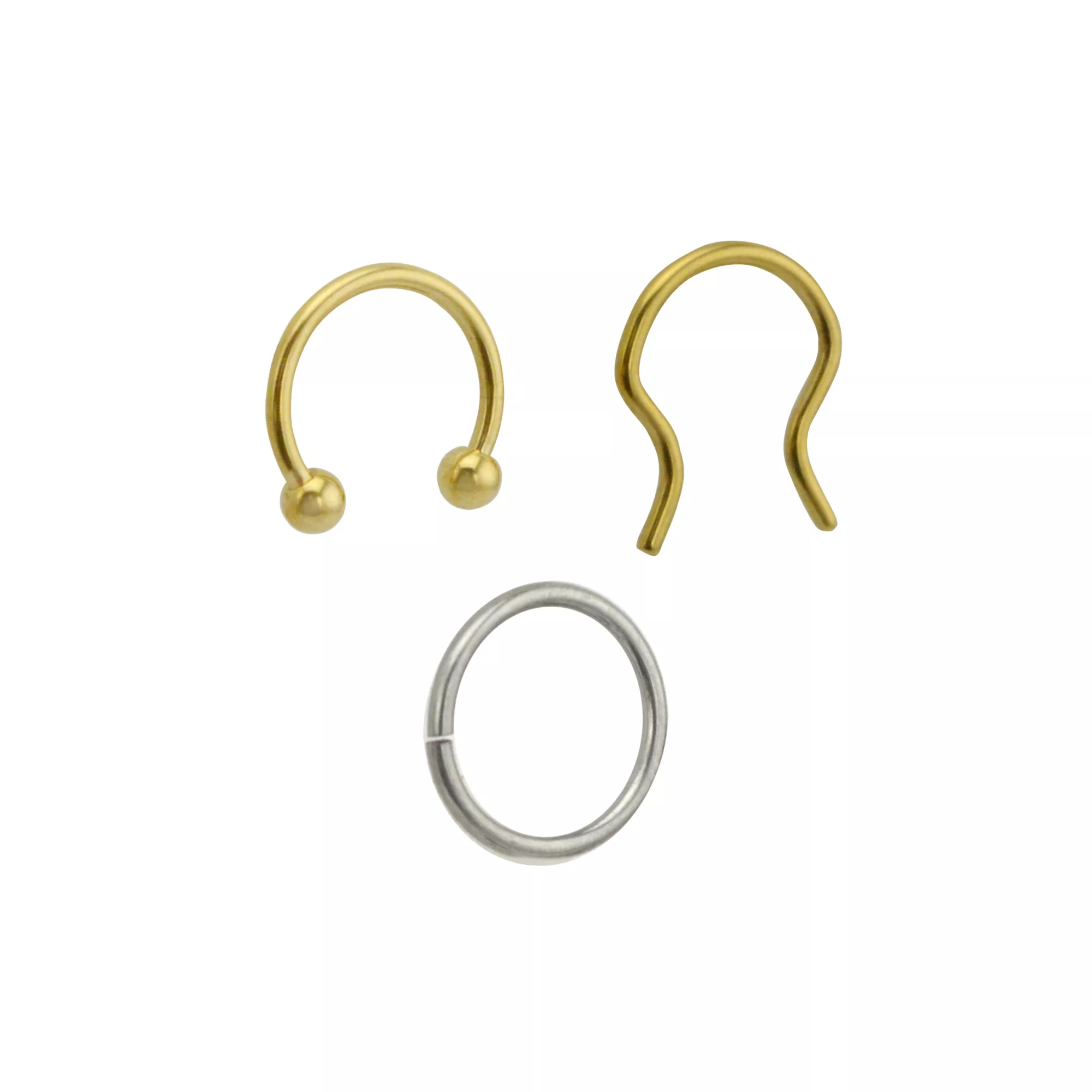 Multi-Pack Hoop and Horseshoe Nose Rings 3 Pack - 16 Gauge at Spencer's