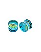 Light Blue Dichroic Double Flare Glass Plugs