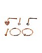 Multi-Pack Rosegold Plated Nose Rings 6 Pack - 20 Gauge