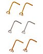 Multi-Pack Prong CZ L-Bend Nose Rings 6 Pack – 20 Gauge