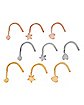Multi-Pack Star and Heart Screw Nose Rings 9 Pack – 20 Gauge