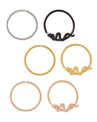 Multi-Pack Snake Hoop Nose Rings 6 Pack – 20 Gauge