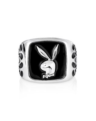 Black Playboy Bunny Ring - Size 8 - Spencer's