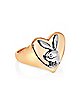 Rose Goldtone Heart Playboy Bunny Ring - Size 8