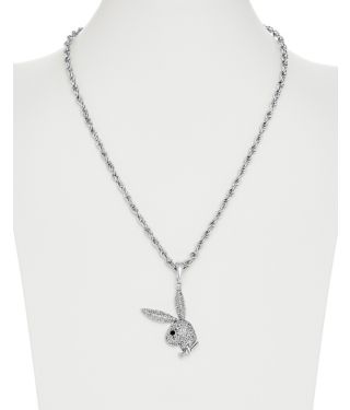 Clear CZ Playboy Bunny Rope Necklace