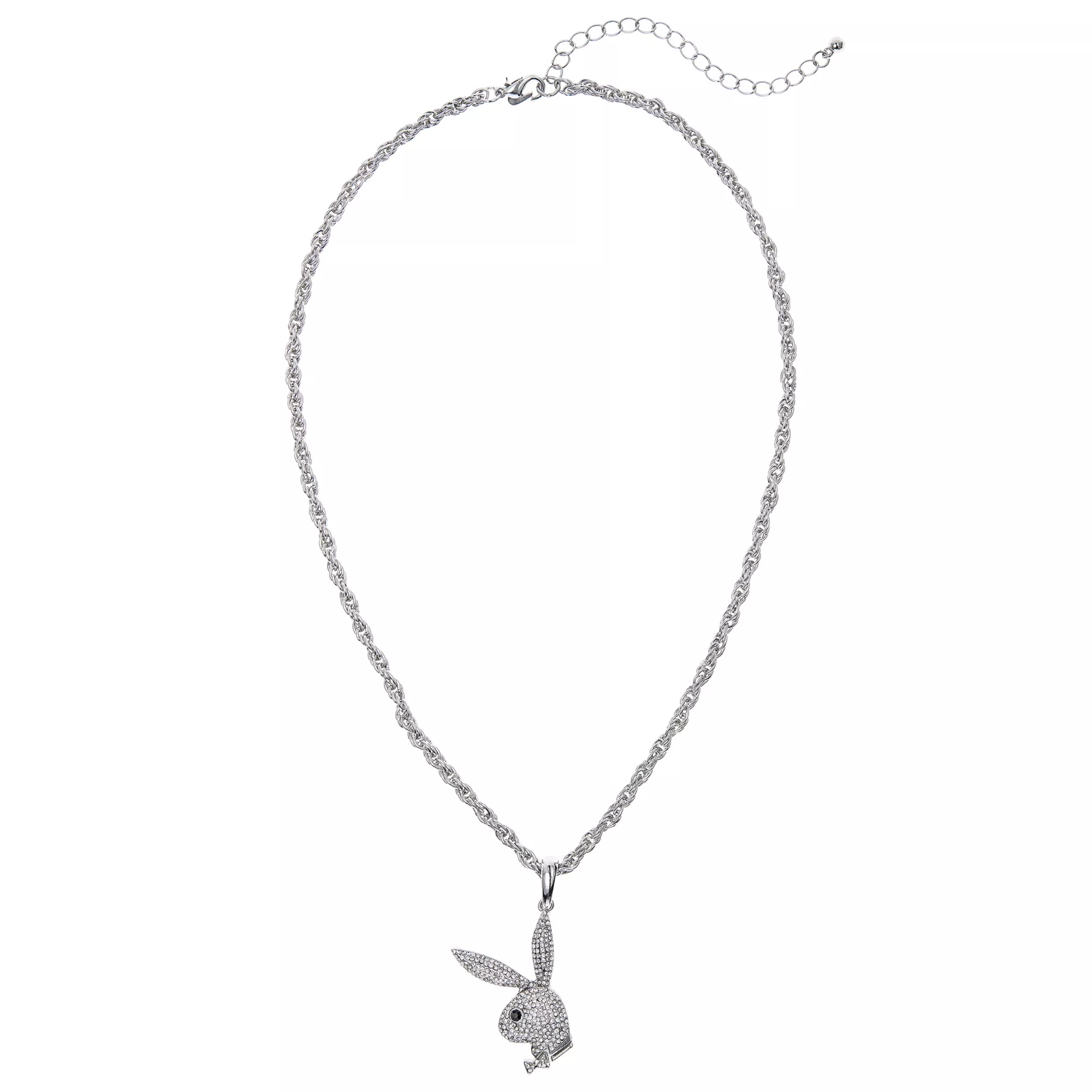 Clear CZ Playboy Bunny Rope Necklace