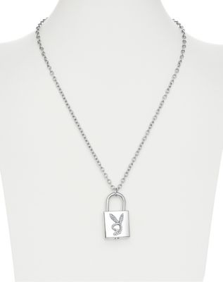 Playboy Lock Necklace, silver lock necklace with