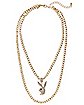 Goldtone Double Chain CZ Playboy Bunny Necklace