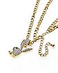 Goldtone Double Chain CZ Playboy Bunny Necklace