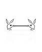 Clear CZ Outline Playboy Bunny Nipple Barbells - 14 Gauge