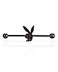 Black Glitter Playboy Bunny Industrial Barbell - 14 Gauge