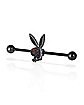 Black Glitter Playboy Bunny Industrial Barbell - 14 Gauge