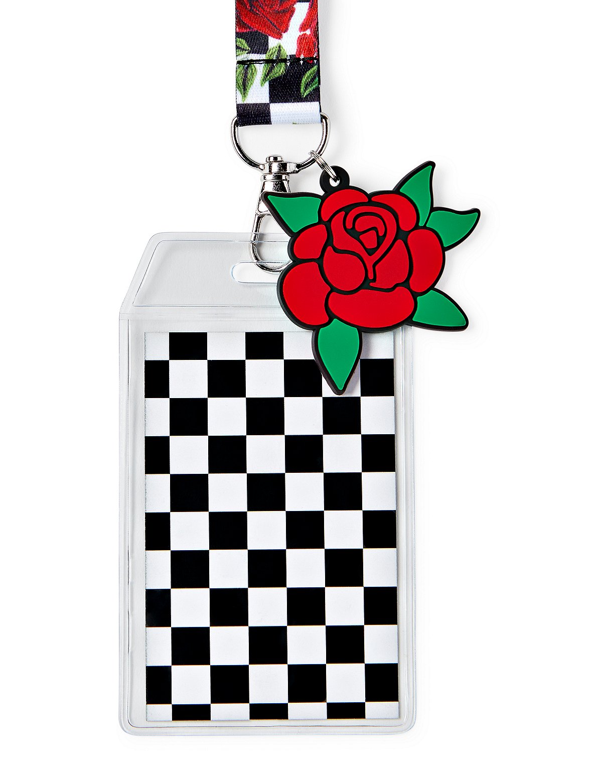 Checkered Rose Lanyard