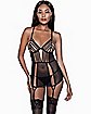 Strappy Mesh Chemise and Thong Panties Set