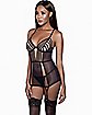 Strappy Mesh Chemise and Thong Panties Set