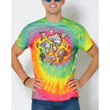 Tie Dye Floating Mushrooms T Shirt at Spencer's