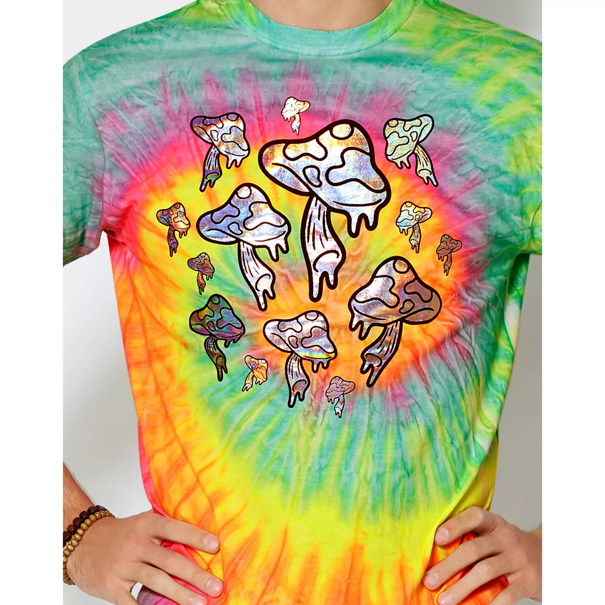 Tie Dye Floating Mushrooms T Shirt at Spencer's