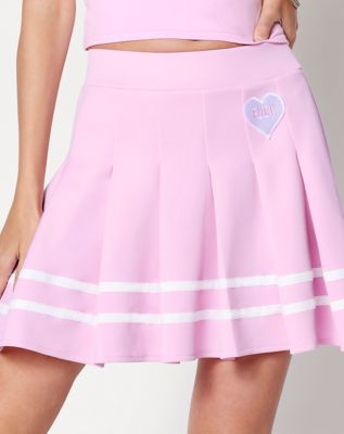 Fuck heart pleated mini skirt