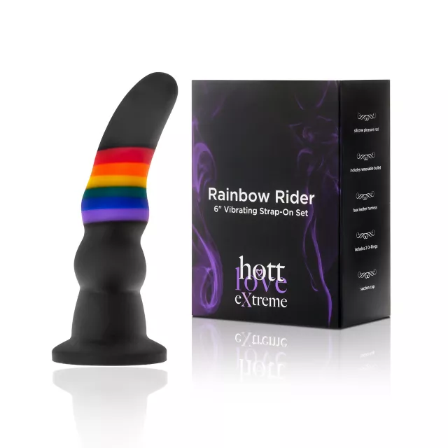 floral lace garter belt Rainbow Rider Vibrating Strap On Set 6 Inch - Hott Love Extreme