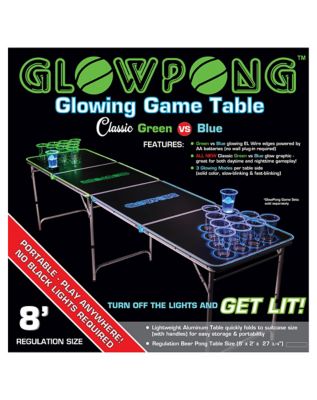 Glowing Green vs Blue Beer Pong Table - 8 ft.