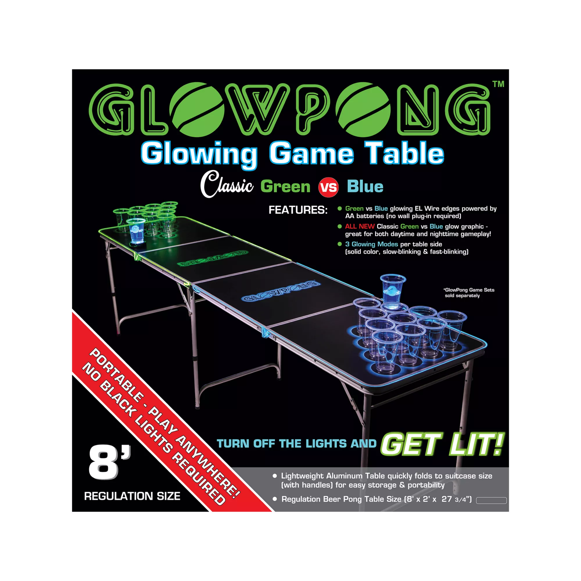 Glowing Green vs Blue Beer Pong Table - 8 ft. at Spencer's