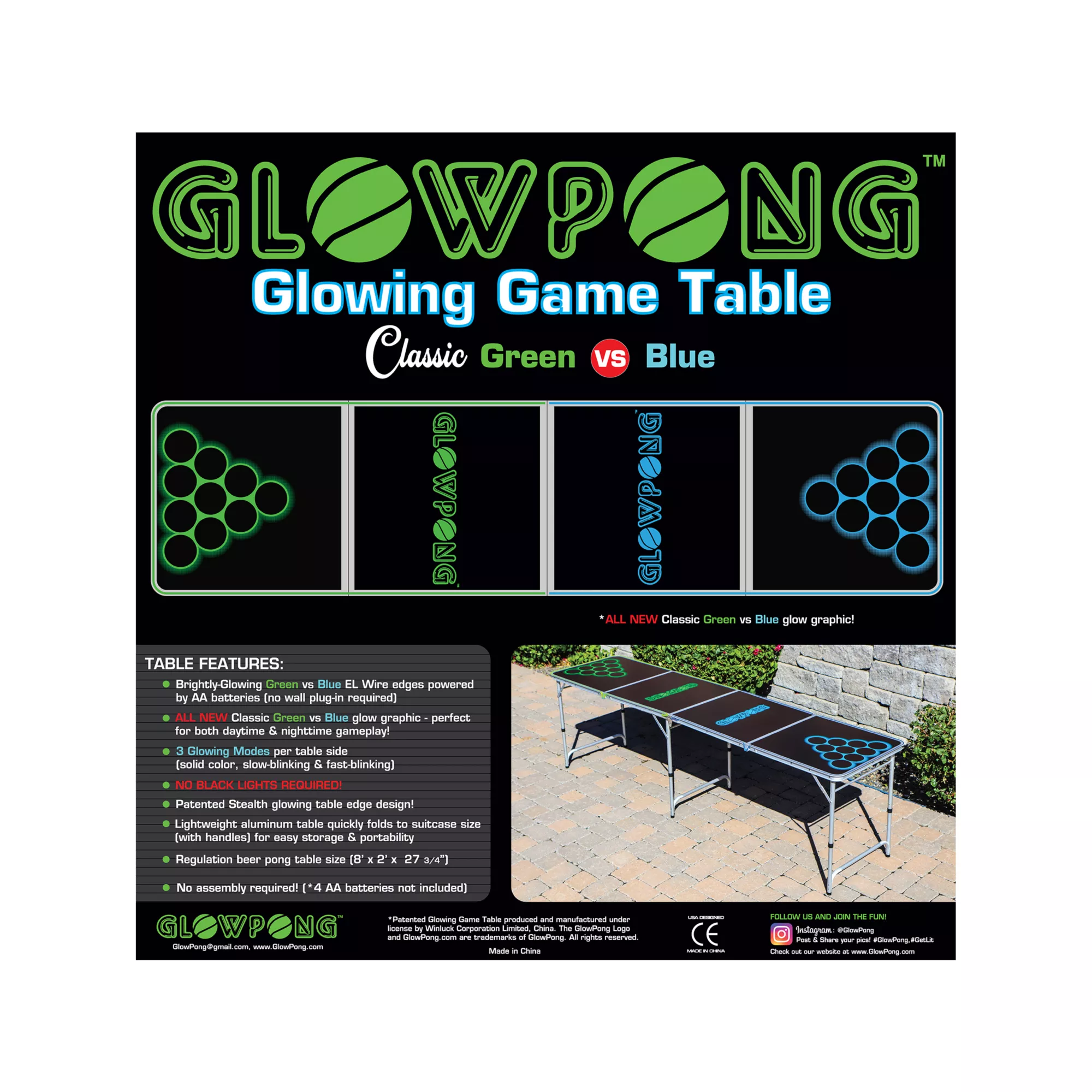 Glowing Green vs Blue Beer Pong Table - 8 ft. at Spencer's