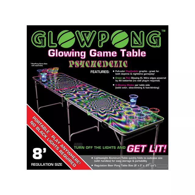Glowing Psychedelic Beer Pong Table - 8 ft. at Spencer's
