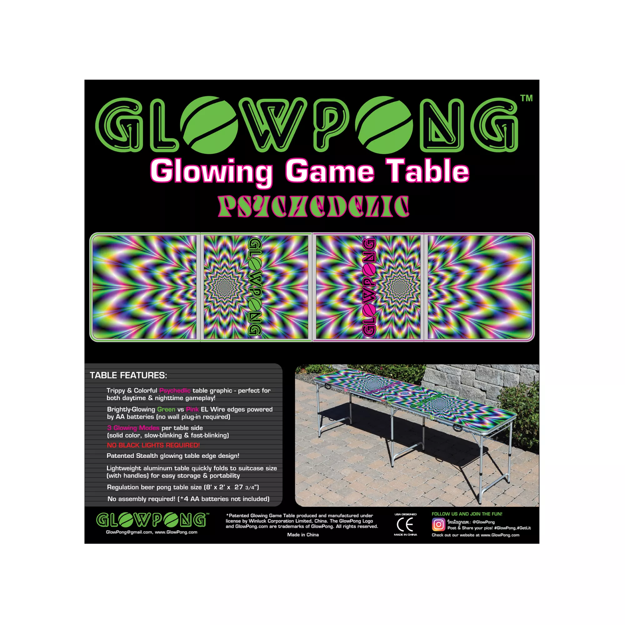 Glowing Psychedelic Beer Pong Table - 8 ft. at Spencer's