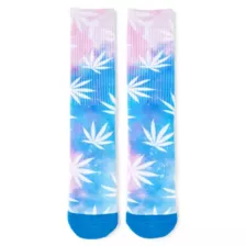 Pink and Blue Weed Leaf Crew Socks at Spencer's