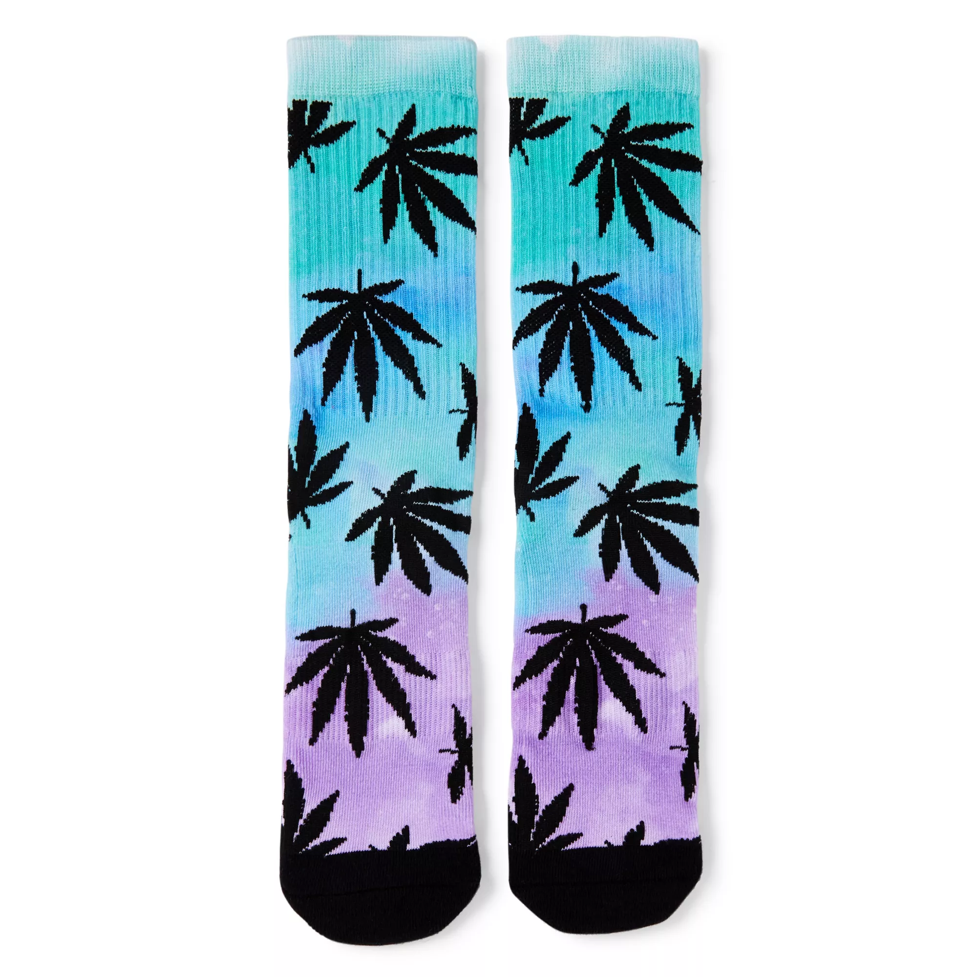 Green and Purple Weed Leaf Crew Socks at Spencer's
