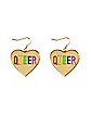 Queer Heart Dangle Earrings - 18 Gauge