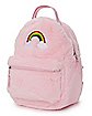 Faux Fur Pink Rainbow Mini Backpack