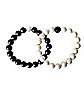 White and Black Long Distance Beaded Bracelets - 2 Pack