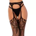 Black Lace Pattern Garter at Spencer's