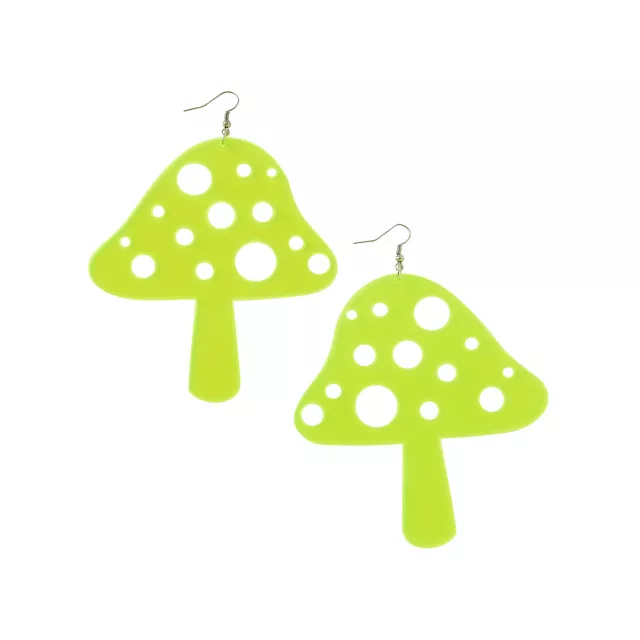 Neon Yellow Mushroom Dangle Earrings at Spencer's